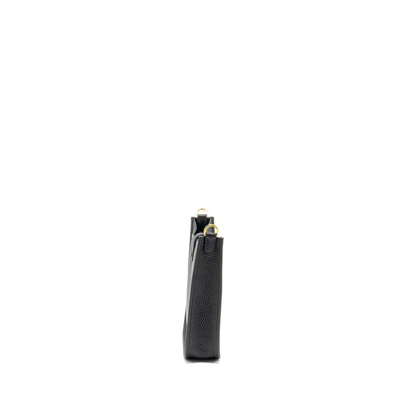 Hermes Mini Evelyne Clemence Black with Black/Ebene Strap GHW STAMP B