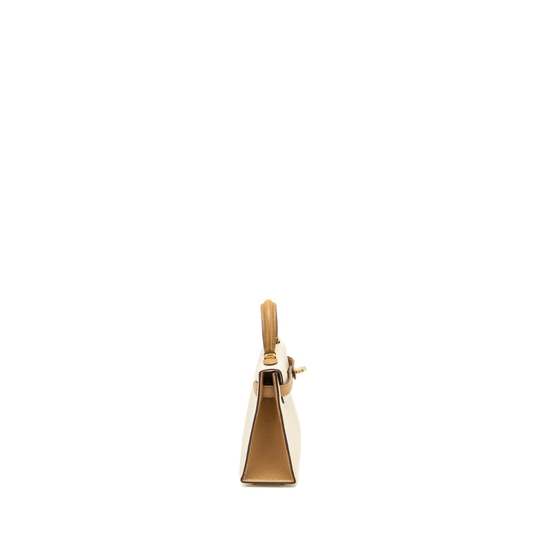 Hermes Mini Kelly II Epsom Craie/Biscuit LGHW Stamp W