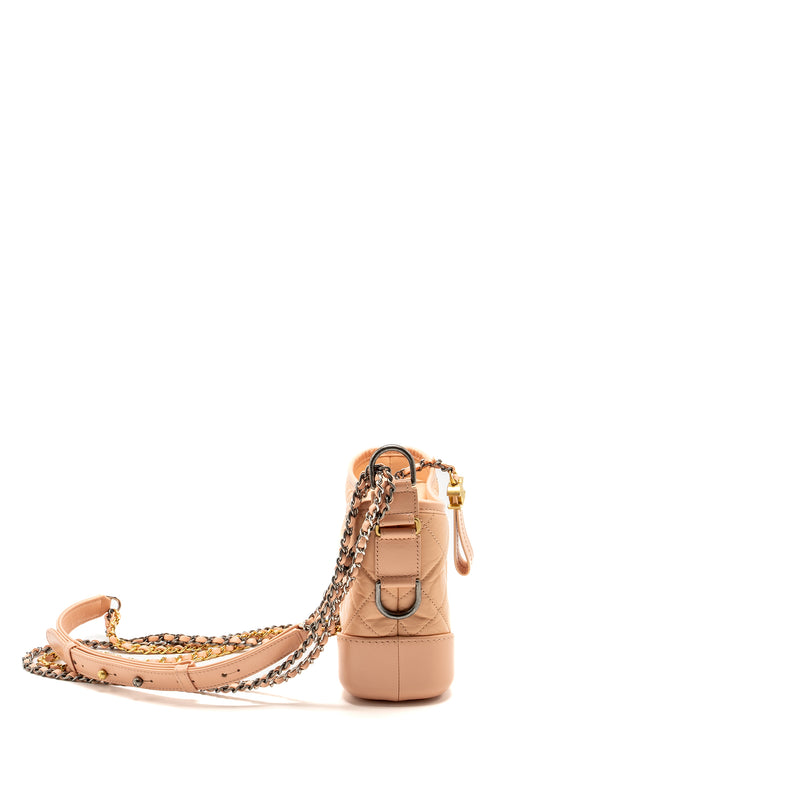 Chanel Small Gabrielle Hobo Bag Calfskin Pink Multicolour Hardware