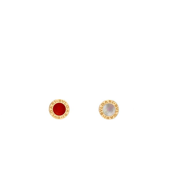 Bvlgari Classic Single Round Earring Carnelian/Mother of Pearl Rose Gold (Sell In a Set)