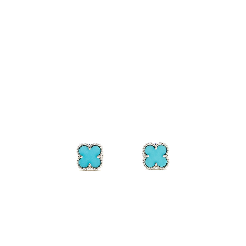 Van Cleef &Arpels Sweet Alhambra Earstuds Earrings, white gold/turquoise