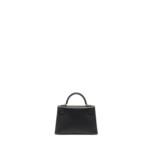 Hermes Mini Kelly II Epsom Black GHW Stamp B