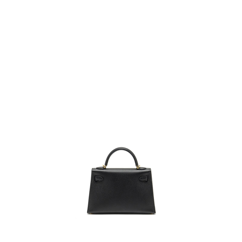 Hermes Mini Kelly II Epsom Black GHW Stamp B