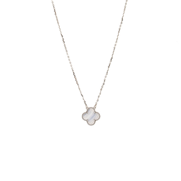 Van Cleef & Arpels Vintage Alhambra Pendant White Gold, Chalcedony