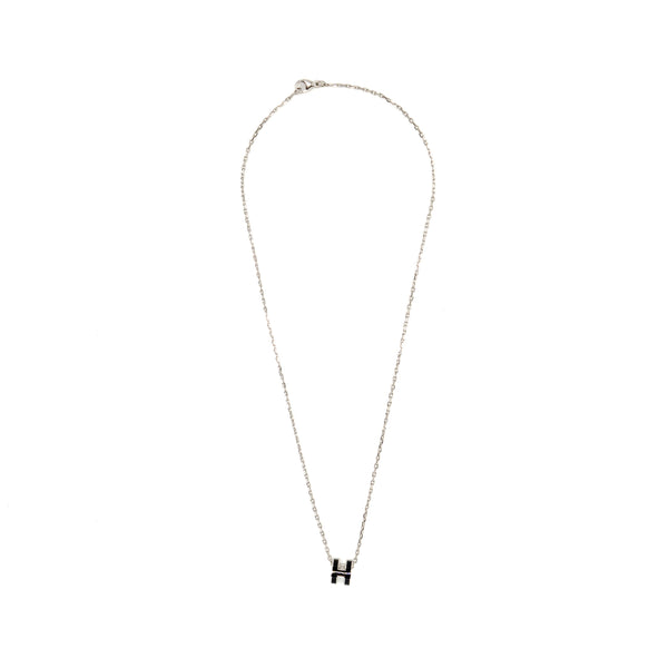 Hermes Mini Pop H Pendant Black SHW