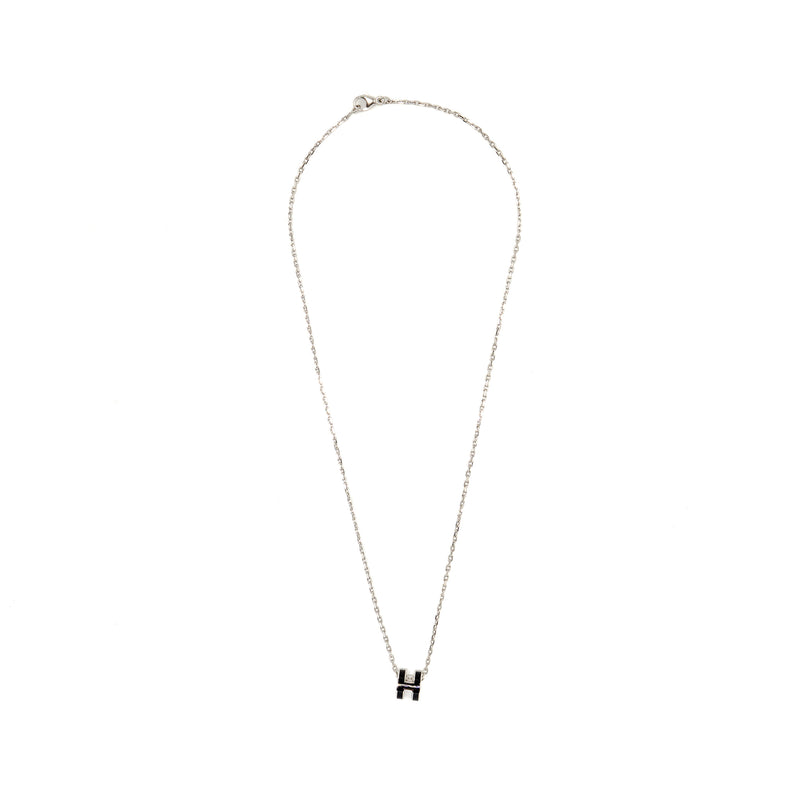 Hermes Mini Pop H Pendant Black SHW