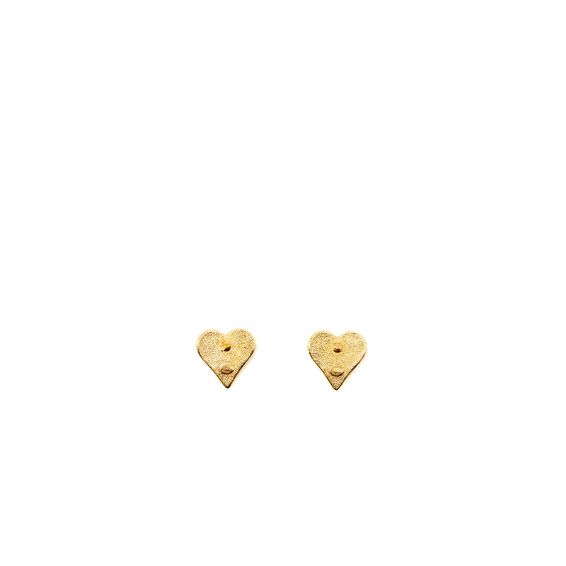 Chanel Heart Shape CC Logo Earrings gold tone