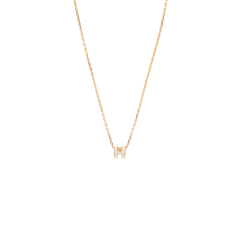 Hermes Mini Pop H Pendant Blanc RGHW