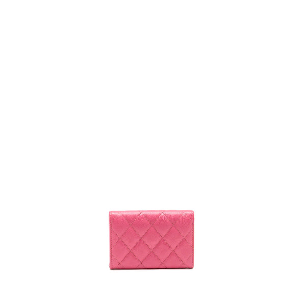 Chanel Classic flap card holder caviar pink GHW