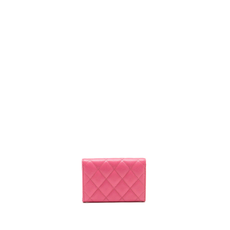 Chanel Classic flap card holder caviar pink GHW