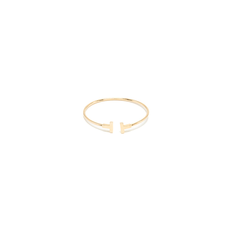 TIFFANY T Size Medium Narrow Wire Bracelet 18K Rose Gold