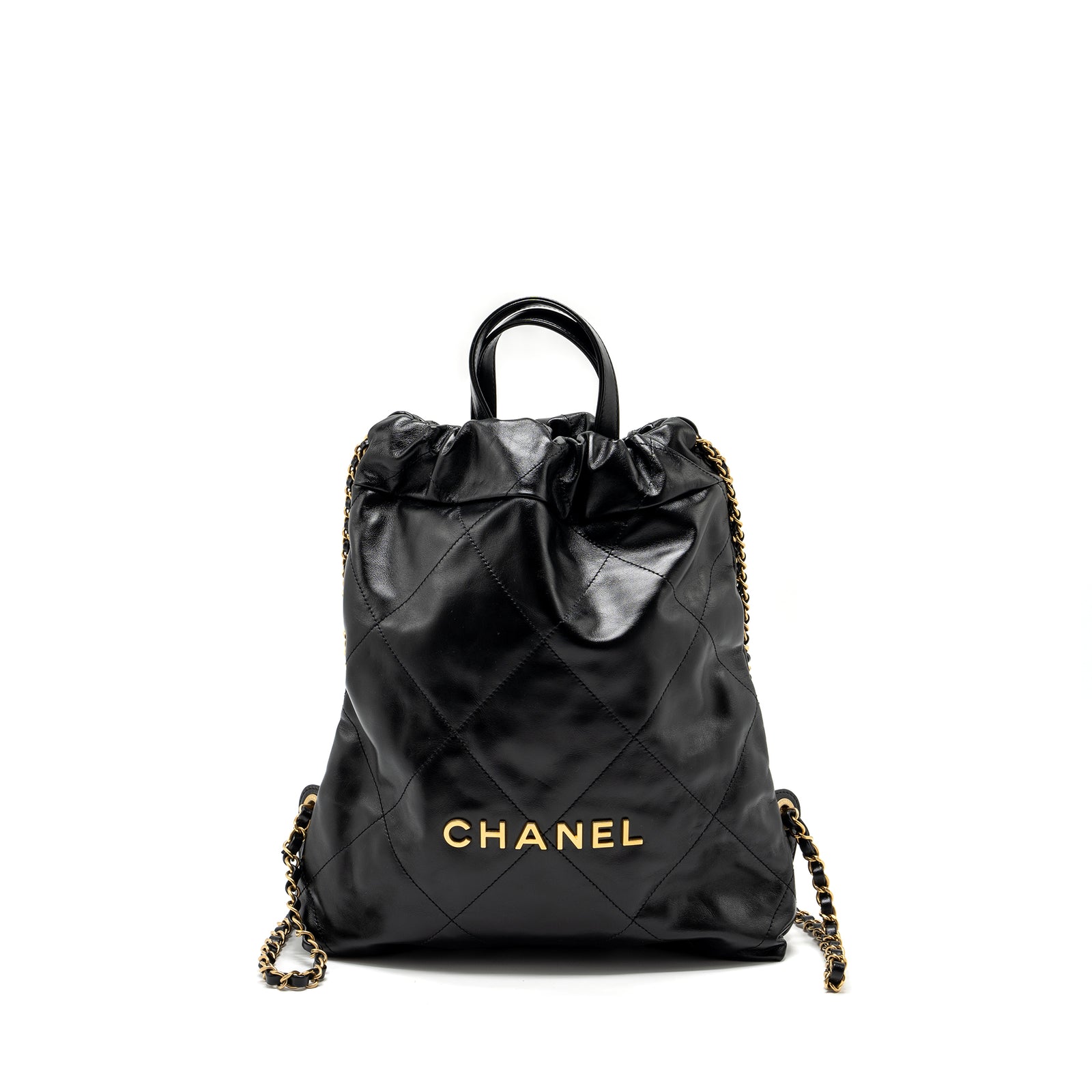 Chanel 22 Backpack Shiny Calfskin Black GHW (Microchip)