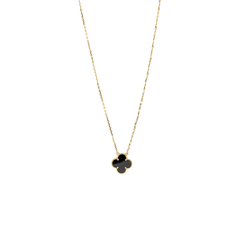 Van Cleef & Arpels Vintage Alhambra Pendant Onyx, Yellow Gold