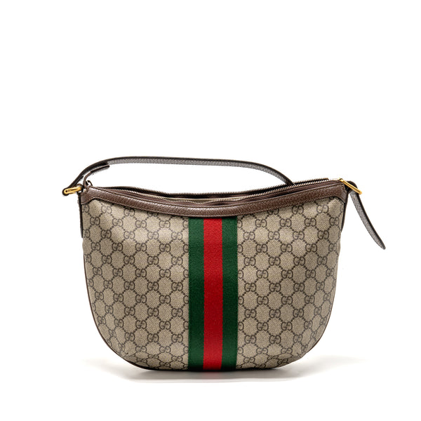 Gucci Small Ophidia Half Moon Crossbody Hobo Bag GG Supreme Canvas GHW