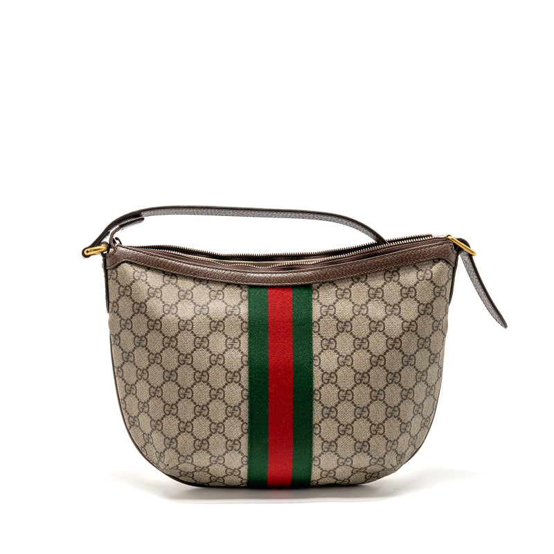 Gucci Small Ophidia Half Moon Crossbody Hobo Bag GG Supreme Canvas GHW