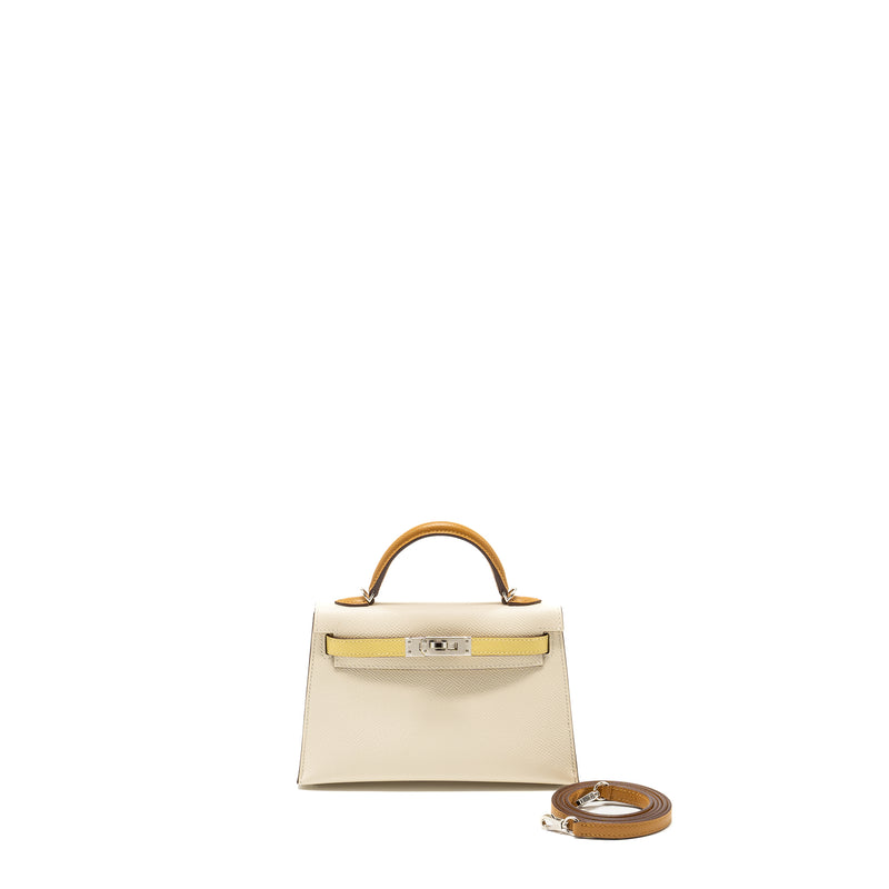 Hermes Mini Kelly II Epsom Nata/Jaune Poussin/Sesame SHW Stamp U