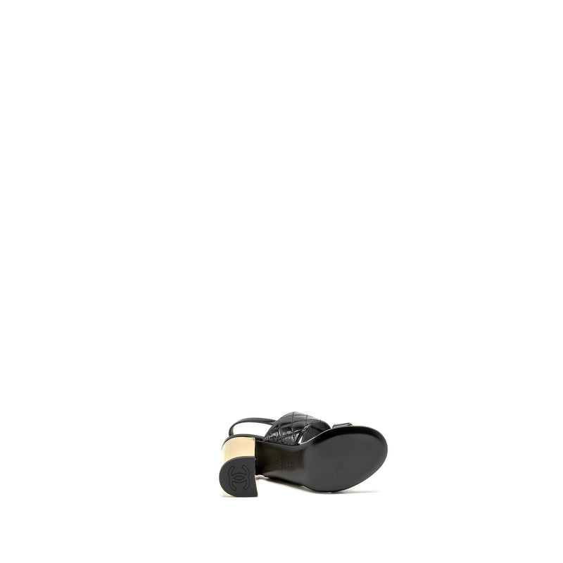 Chanel Size 35 23P CC Logo Sandals Patent Goatskin Black