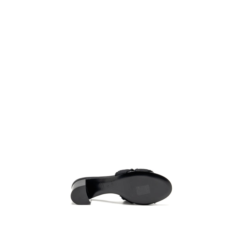 Hermes size 37 Oasis sandal canvas black