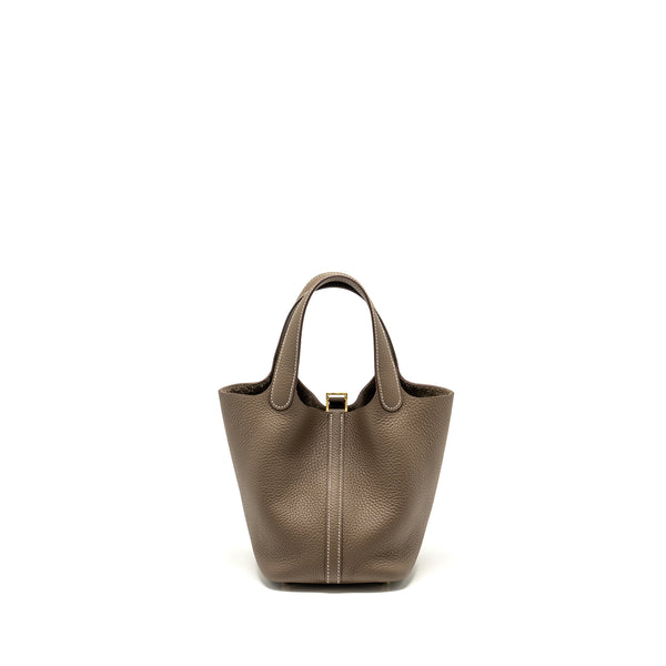 HERMES Picotin 18 Lock Bag Clemence Etoupe GHW Stamp B