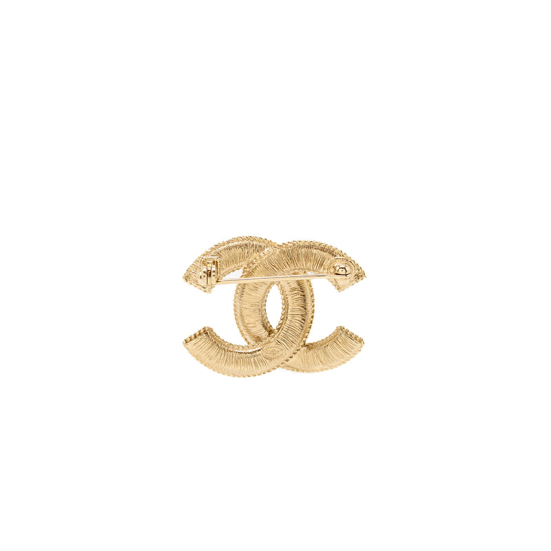 Chanel CC Logo Brooch Pearl Light Gold Tone