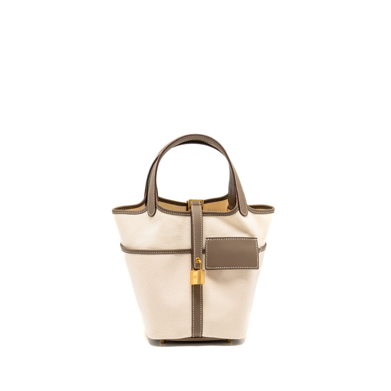Hermes Cargo Picotin 18 Lock Bag Canvas/Swift Ecru/Etoupe GHW Stamp W