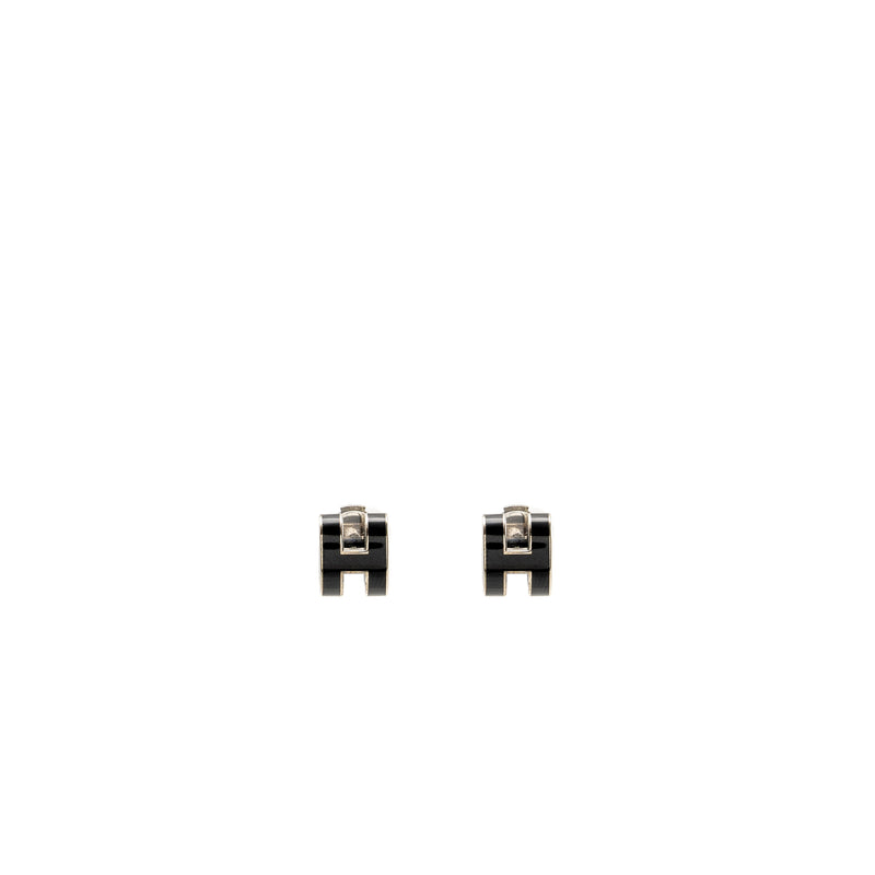 Hermes pop H earrings black SHW