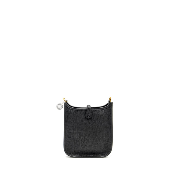 Hermes Mini Evelyne Clemence Black with Black/Ebene Strap GHW STAMP B