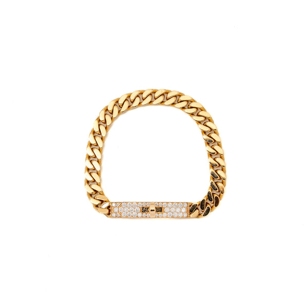 Hermes Size SH Gourmette Bracelet Rose Gold, Diamonds