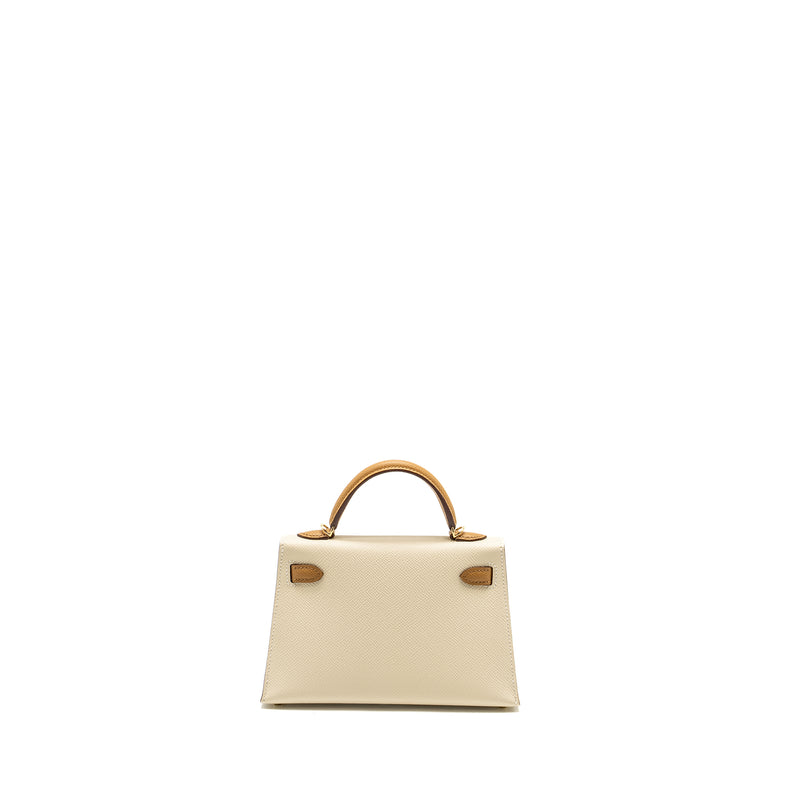 Hermes Mini Kelly II Epsom Craie/Biscuit LGHW Stamp W