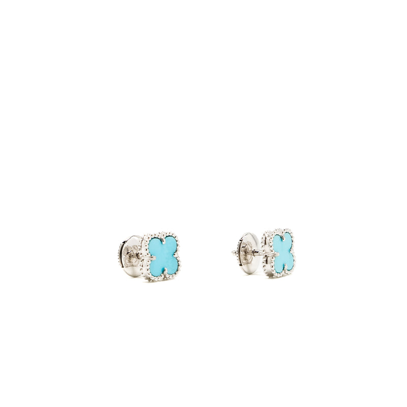 Van Cleef &Arpels Sweet Alhambra Earstuds Earrings, white gold/turquoise