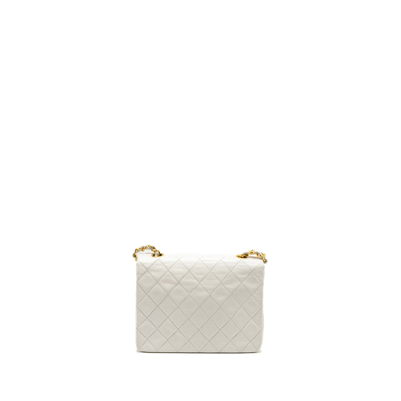 Chanel Vintage quilted square flap bag lambskin white GHW