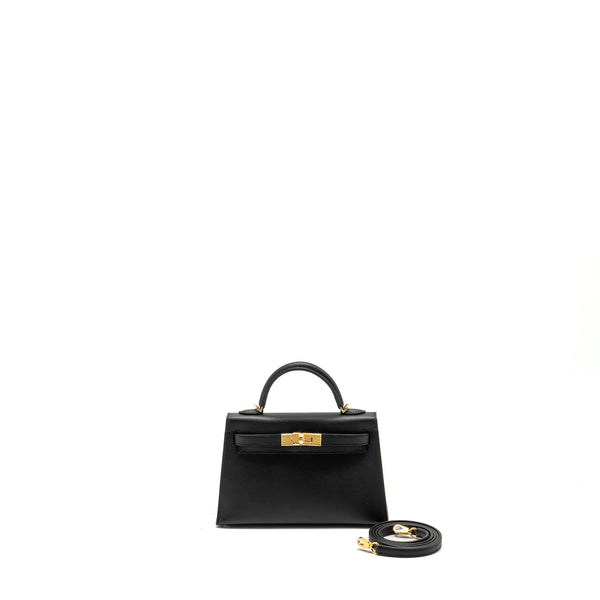 Hermes Mini Kelly II Epsom Black GHW Stamp B