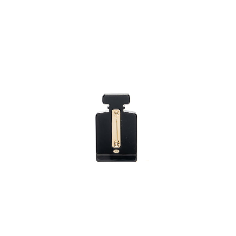 Chanel Perfume bottle brooch multicolour black