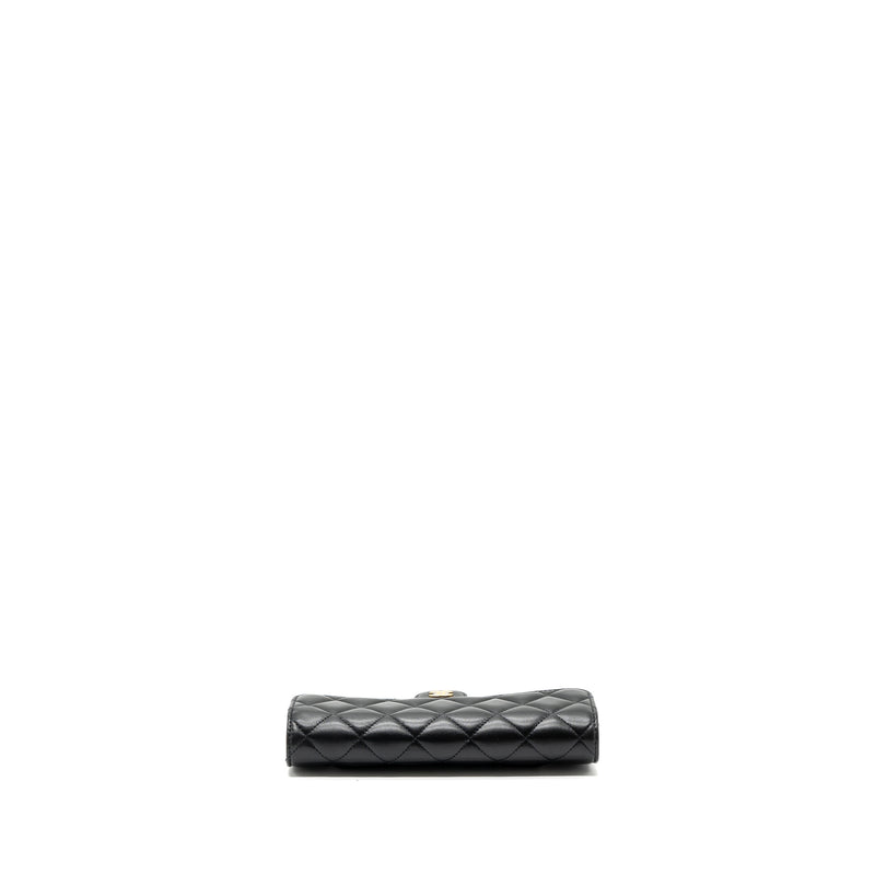 Chanel classic long flap wallet lambskin black GHW (microchip)