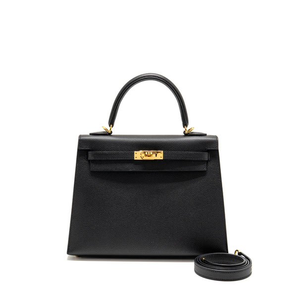 Hermes kelly 25 Epsom Black GHW stamp U