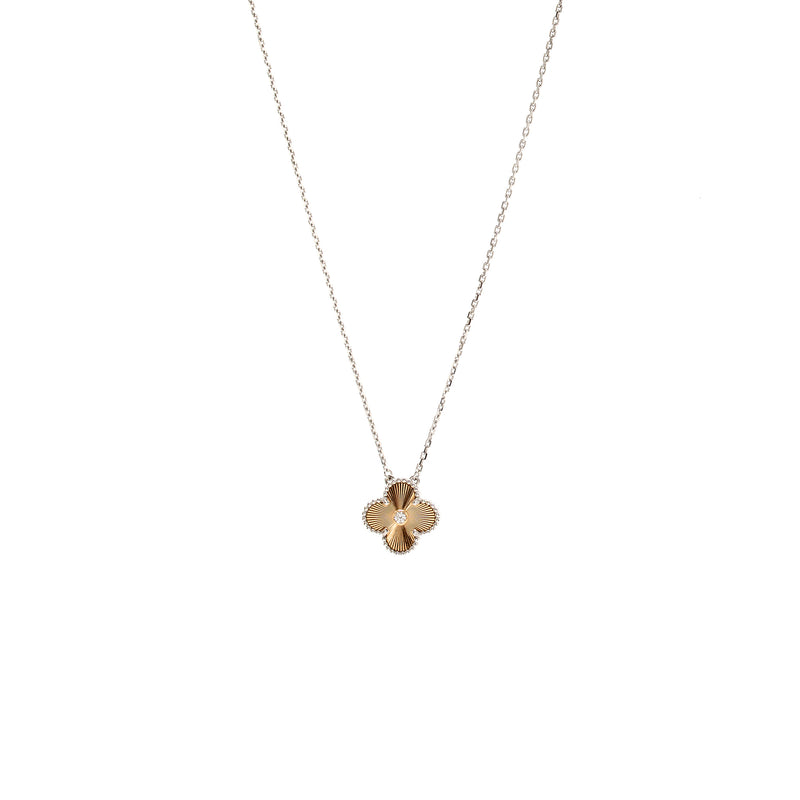 Van Cleef & Arpels Vintage Alhambra Pendant White Gold, Guilloche Rose Gold, Diamond