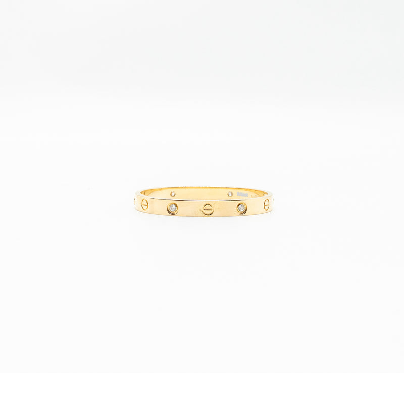 Cartier size 15 love bracelet yellow gold, 4 diamonds