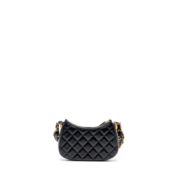 Chanel 23k Small Hobo Shoulder Bag Calfskin Black GHW (microchip)