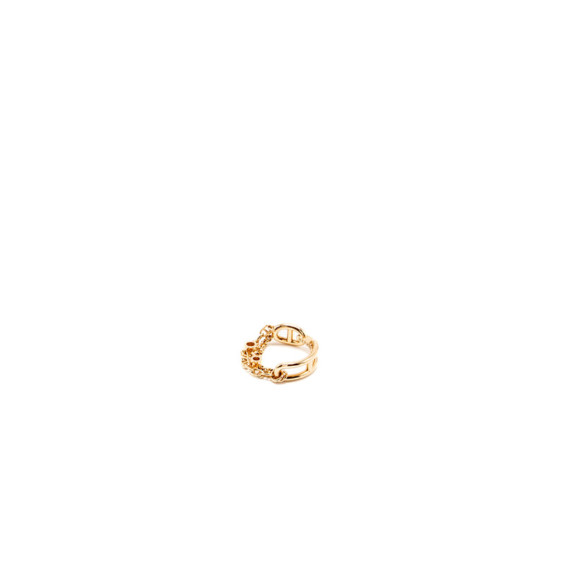 HERMES Size 50 Chaine D'ancre Chaos Ring Small Model Rose Gold, 2 Diamonds