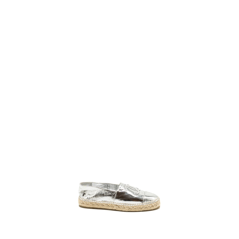 Chanel Size 37 Espadrille Metallic Silver