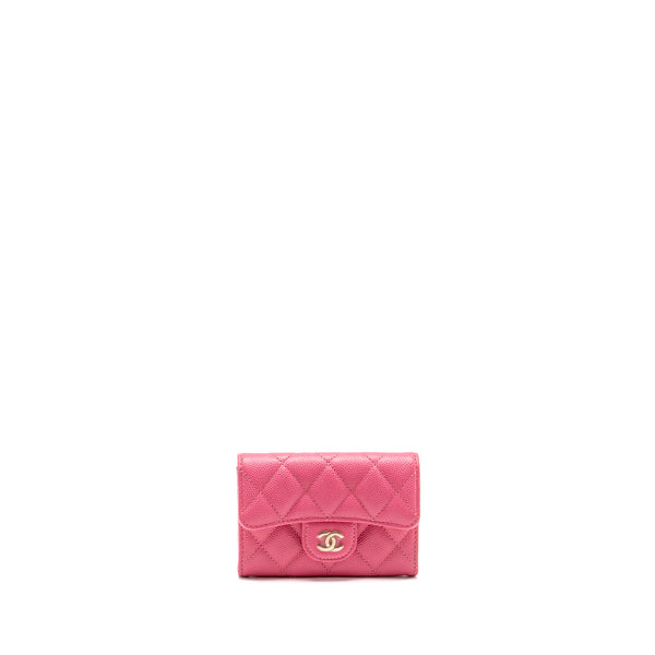 Chanel Classic flap card holder caviar pink GHW