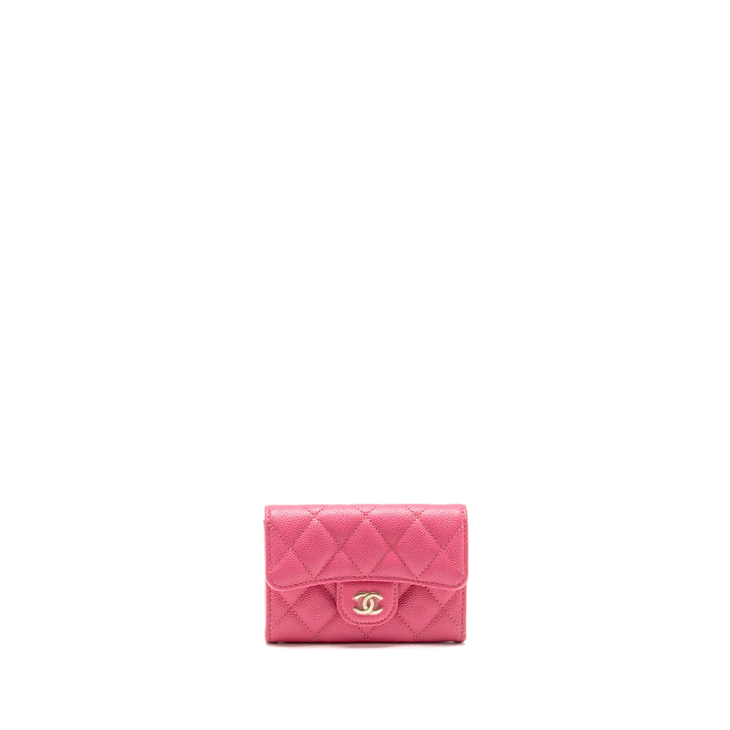 Chanel Classic flap card holder caviar pink GHW