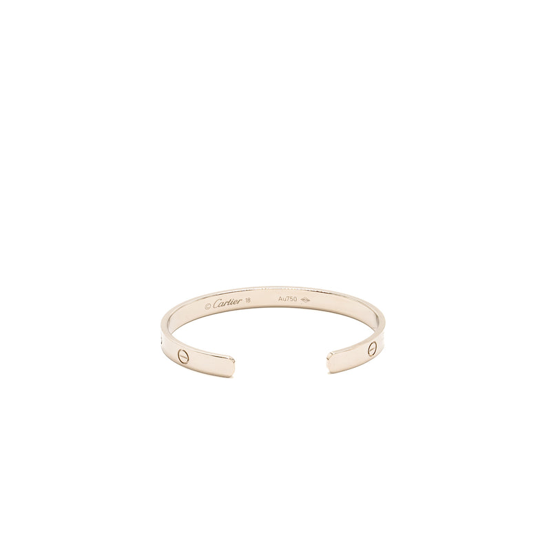 Cartier Size 18 Love Open Bracelet Classic Model, White Gold