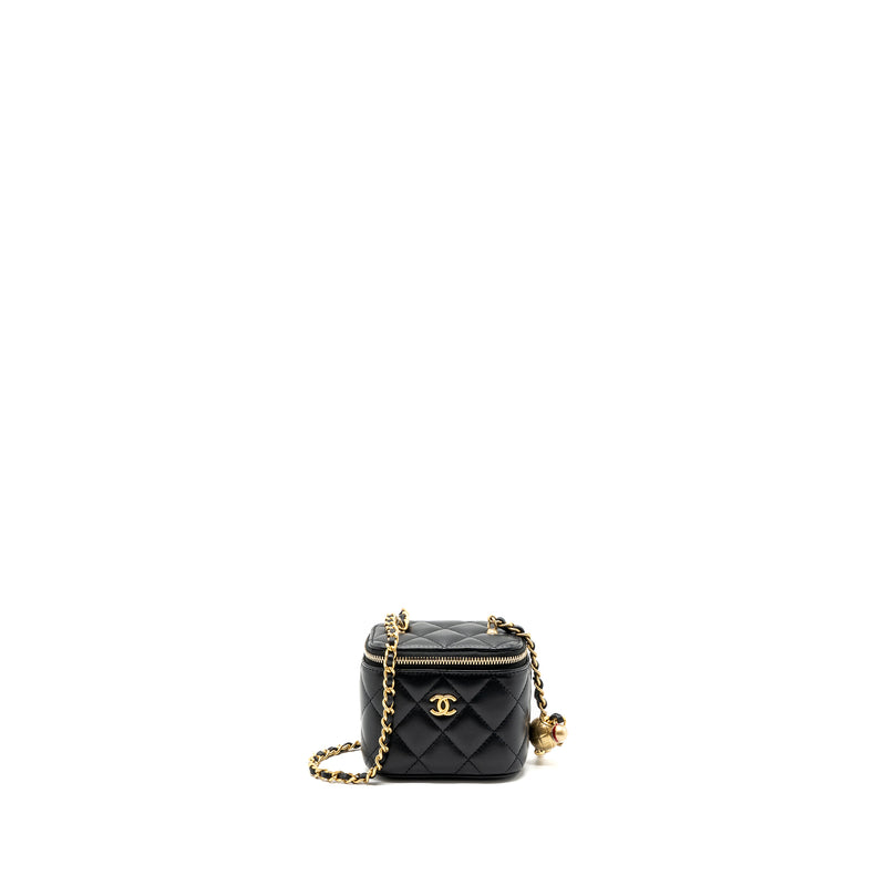 Chanel Pearl Crush Mini Vanity Case Lambskin Black GHW (microchip)