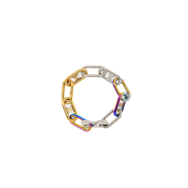 Louis Vuitton Size M Brasserie Signature Chain Metal Bracelet Gold/Silver Rainbow Tone
