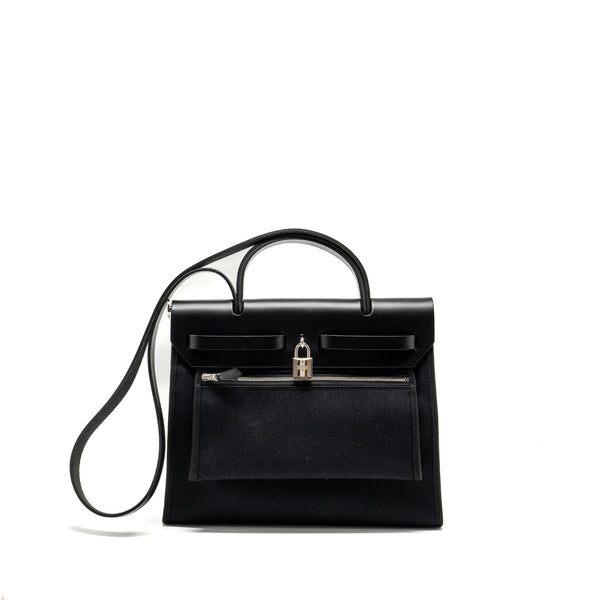 Hermes Herbag 31 Zip Bag Canvas/Hunter Black SHW Stamp D