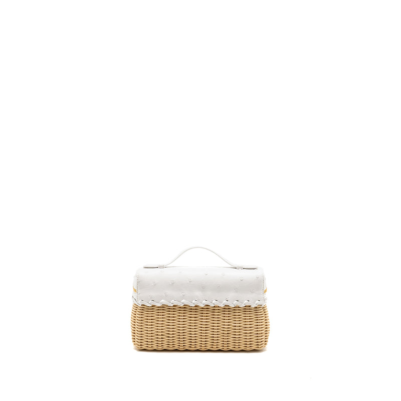 Loro Piana Extra Pocket L19 East-West Raffia Ostrich White GHW