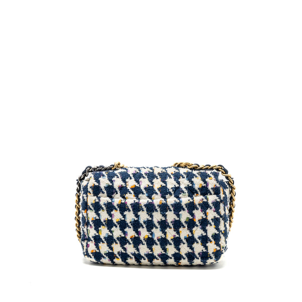 Chanel small 19 bag fabric multicolour blue / white multicolour hardware