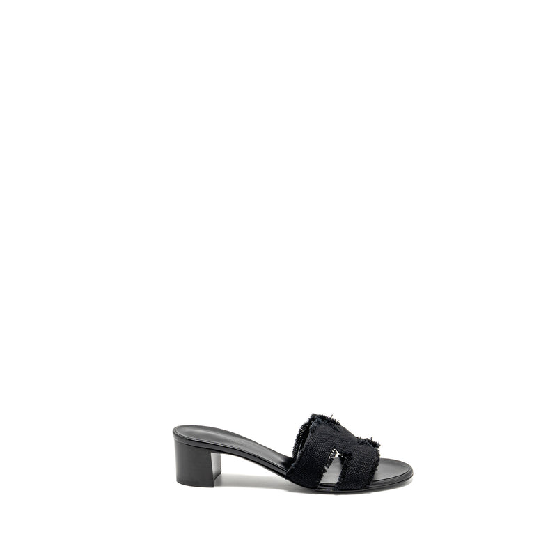 Hermes size 37 Oasis sandal canvas black