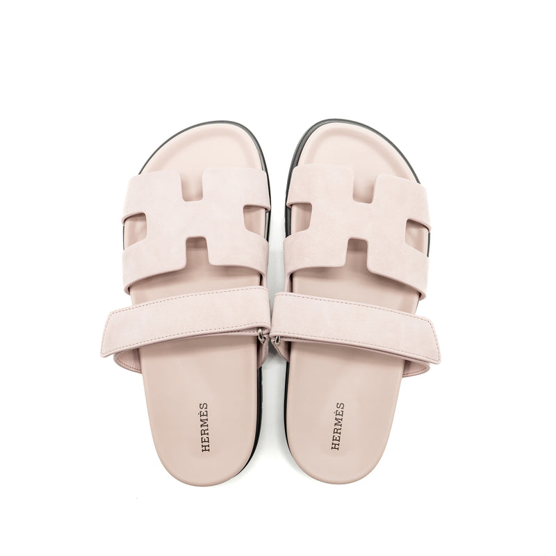 Hermes Size 39 Chypre Sandals Chevre goatskin/suede Rose Porcelaine
